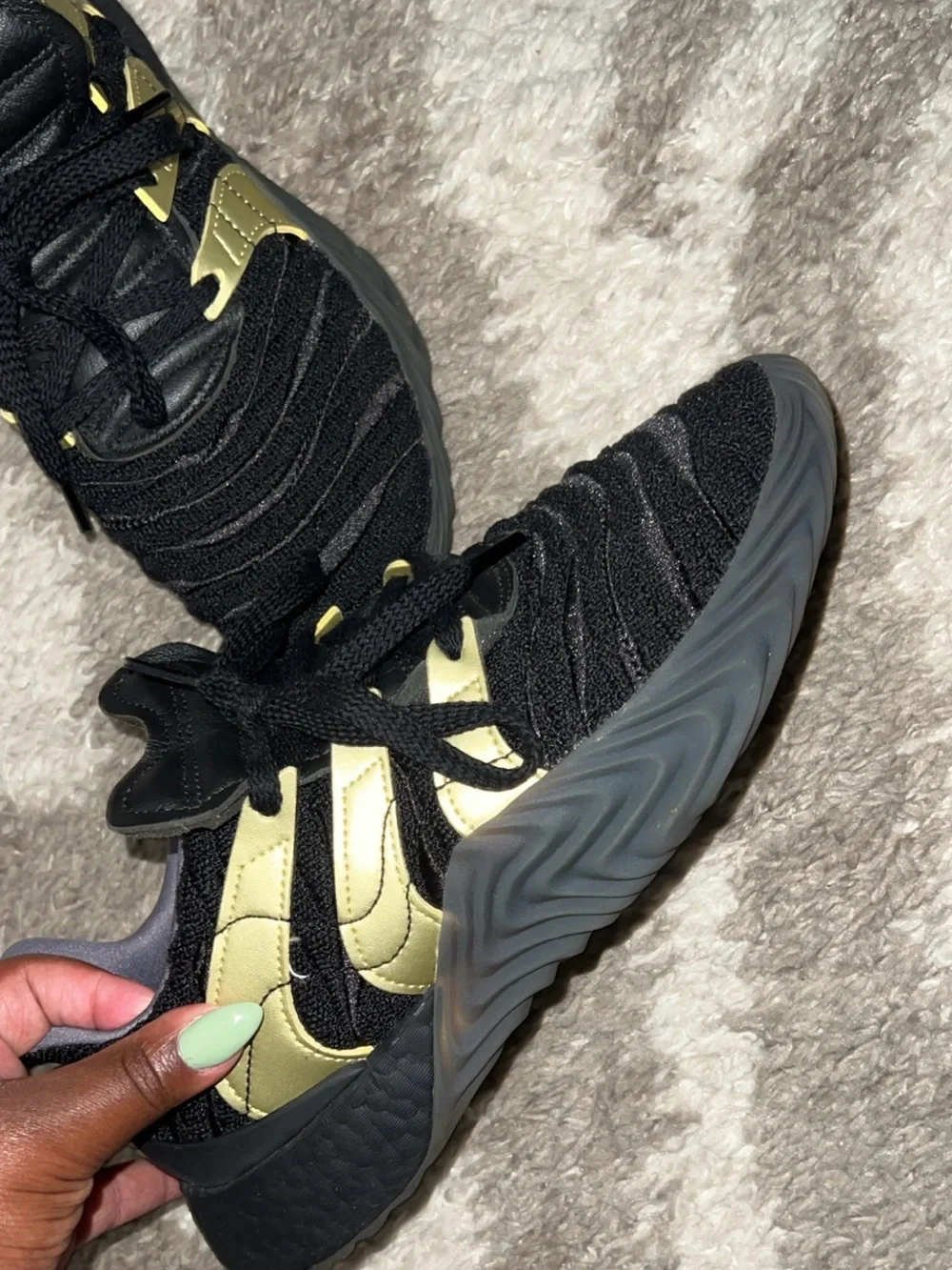 adidas Men’s Black and Olive Green Athletic Sneakers